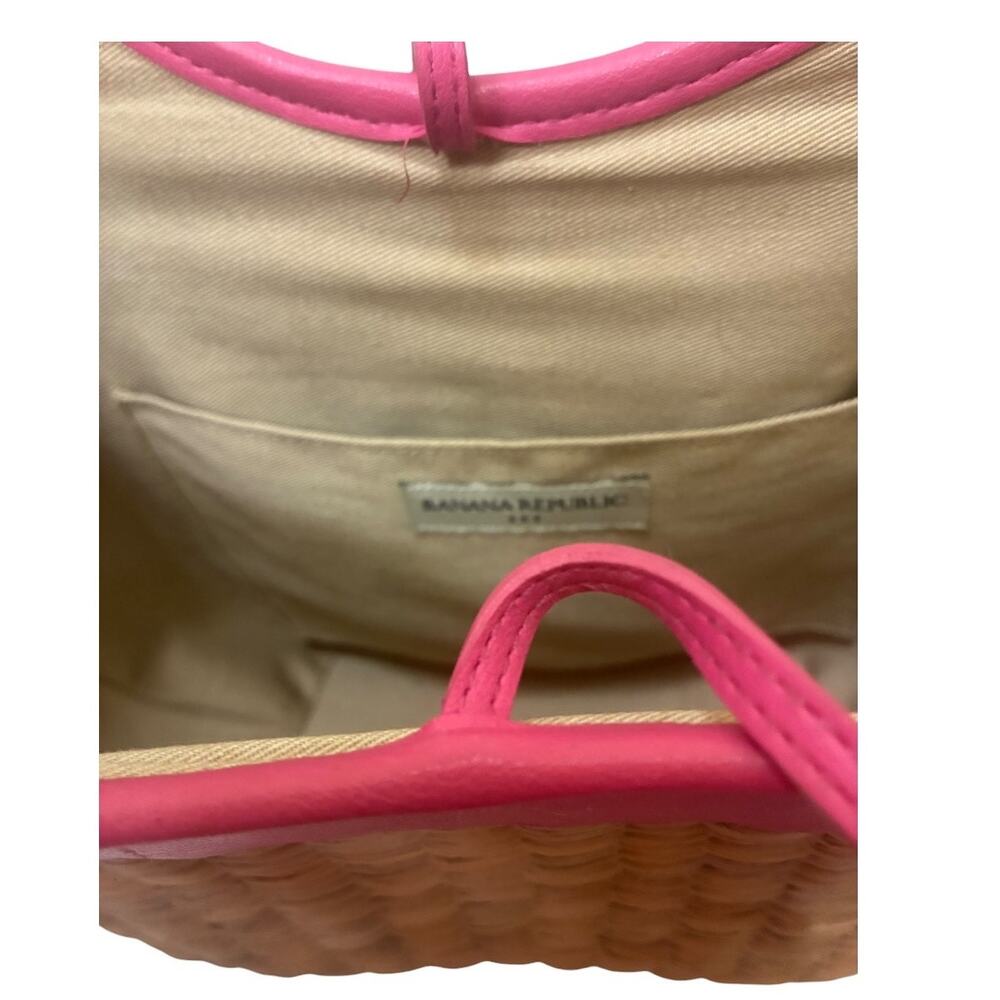Vintage Banana Republic Y2K woven straw & pink vinyl bucket bag - Picture 5 of 8